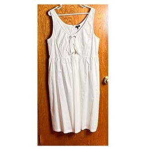White Sleeveless Sundress with Pockets!